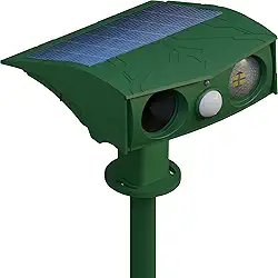 Repelente de animais, alimentado por energia solar, repelente ultrassônico, sensor de movimento e luz de flash, ao ar livre, à prova de intempéries, quinta, jardim, gramado para gatos, cães, coiote