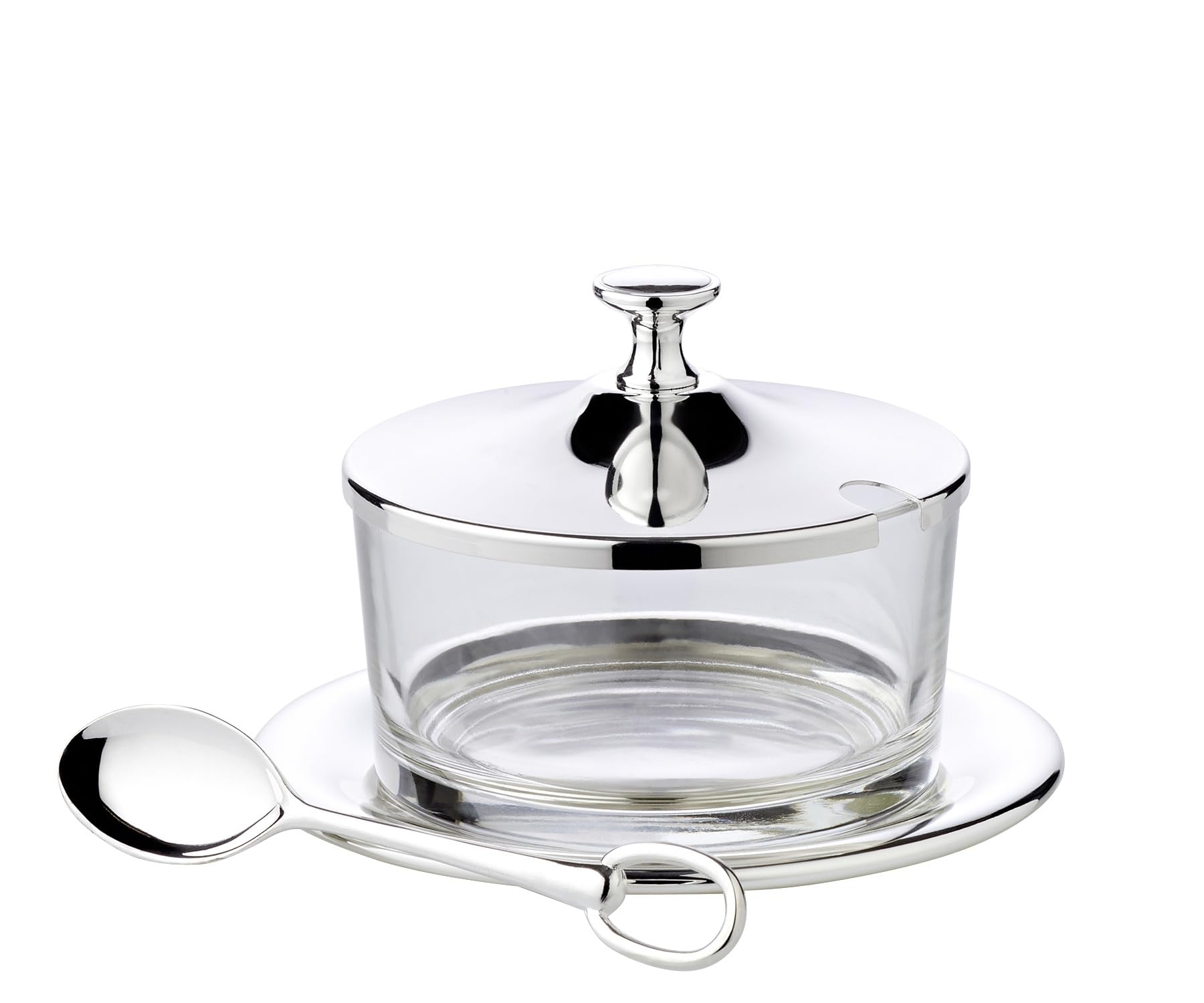 EDZARD Cristal parmesano Sublime (altura 12 cm), chapado en plata, con plato y cuchara
