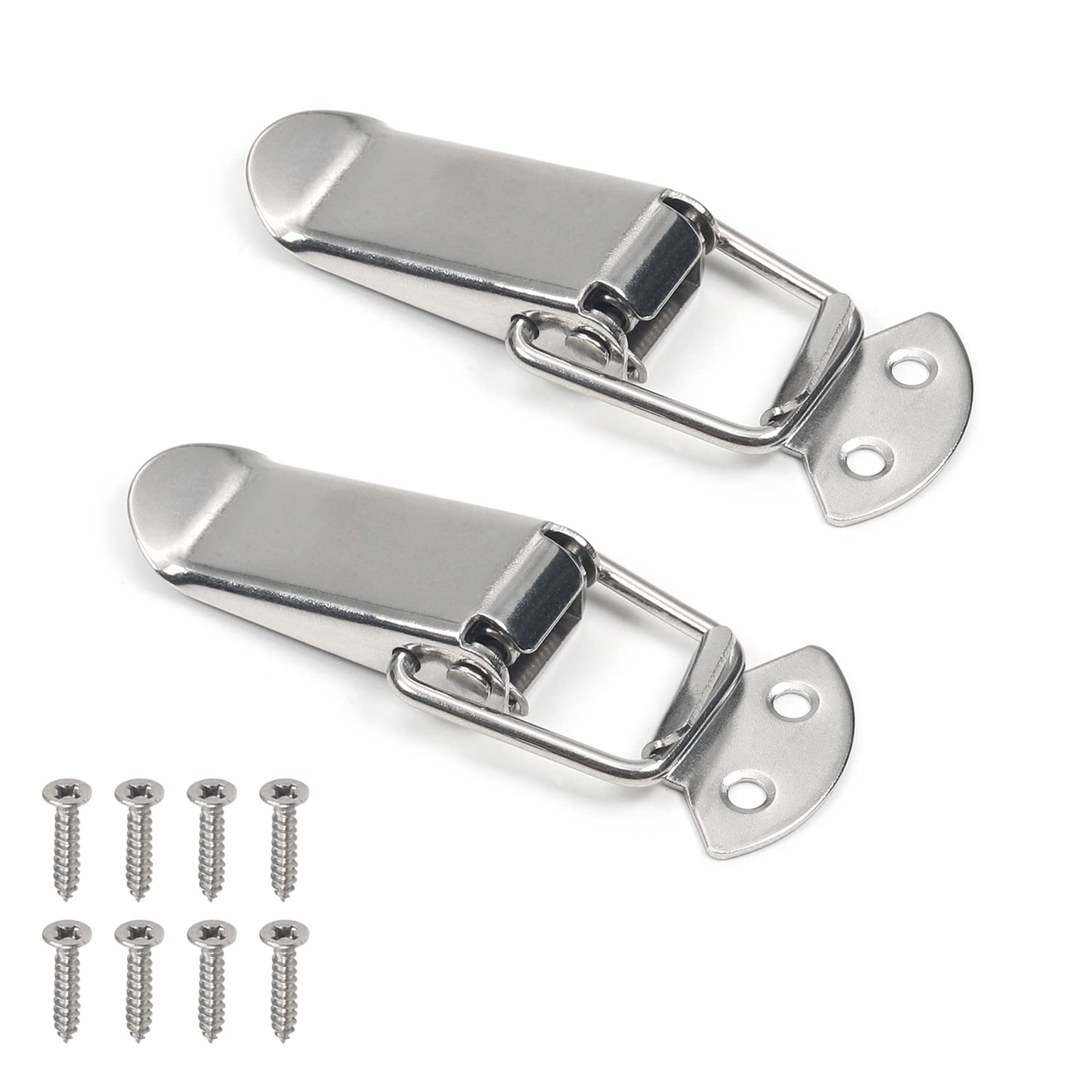 Yinpecly 2Pcs 304 Stainless Steel Medium Spring Loaded Toggle Latch Hasp Metal Hardware Fitting Spring Loaded Lock Catch Hasps for Case Box Trunk Catches 2.8 inch Length