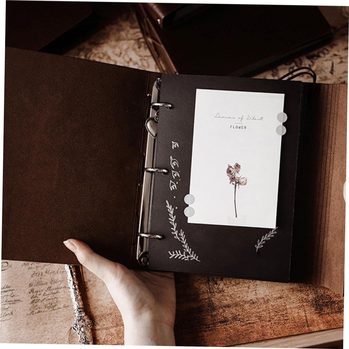BESPORTBLE Album Fotografico Fai da Te in Pelle PU Retrò Libro Fotografico Fatto a Mano Raccoglitore ad Anelli Portafoto Portatile per Matrimoni Anniversari e Regali di Natale