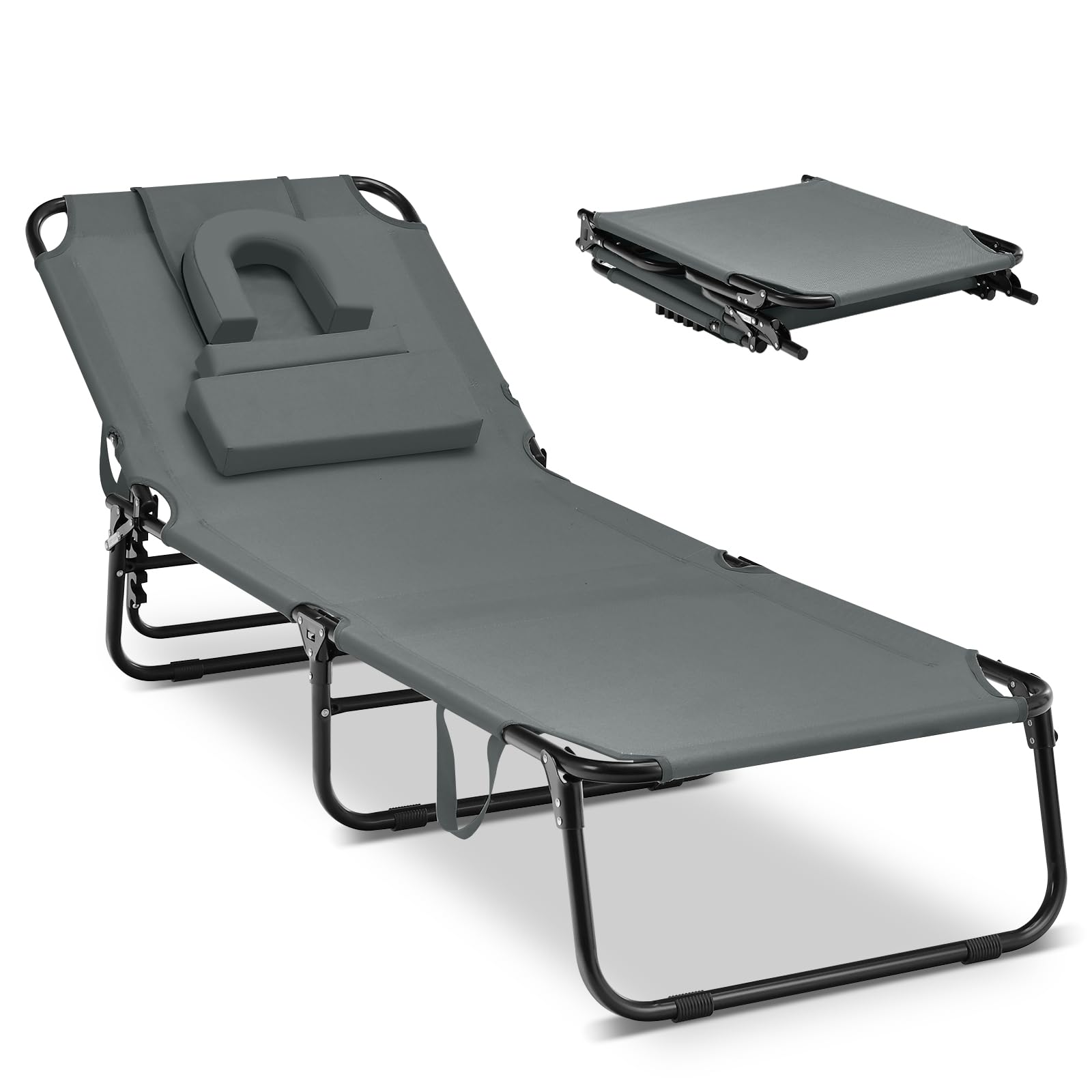 Lettino Prendisole Sdraio Pieghevole Parasole Set di 2, Schienale