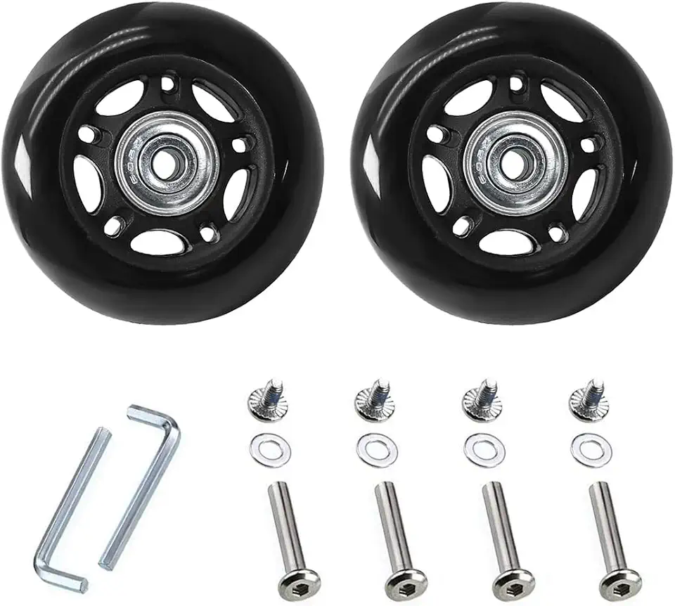 AngelReally Rodas de Reposição para Malas de Viagem, 64 X 18 Mm, 2 Unidades. Rodízios Giratórios de Borracha com Rolamentos para Reparo de Malas de Mão, Malas de Viagem E Bolsas com Rodinhas.