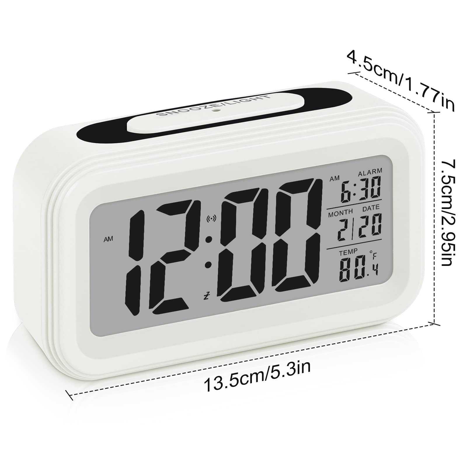 Sarsumir Sveglia Digitale Reveil Digital Reveil Mattina Silenziosa e Intelligente a Batterie con LED Risveglio Luminoso con Funzione Snooze Data Temperatura per Bambino Adolescente Ragazza Ragazzo