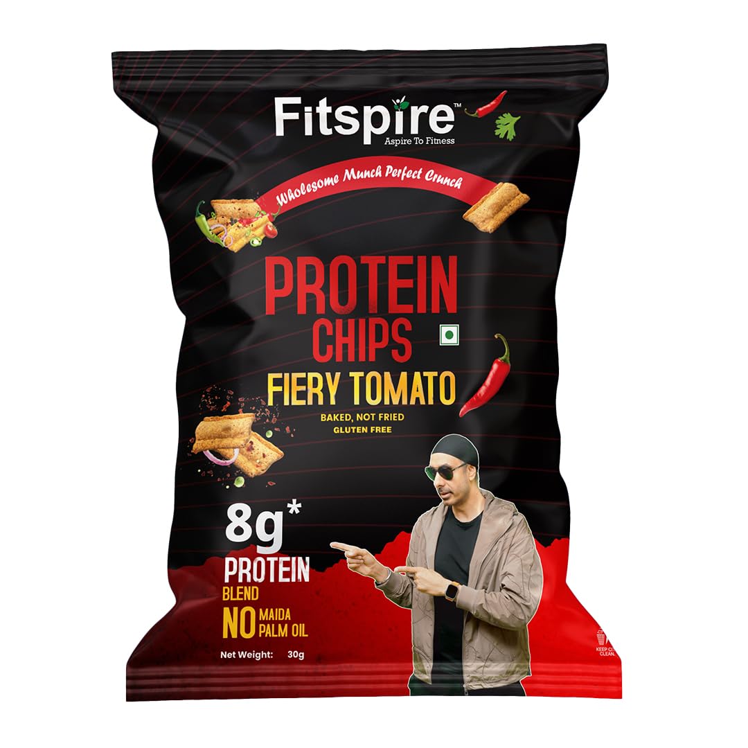 Fitspire Protein Chips, 10g Protein, Gluten Free, No Cholesterol, 37g, Pack of 1 (37 gram Per pack, Fiery Tomato)-image-20