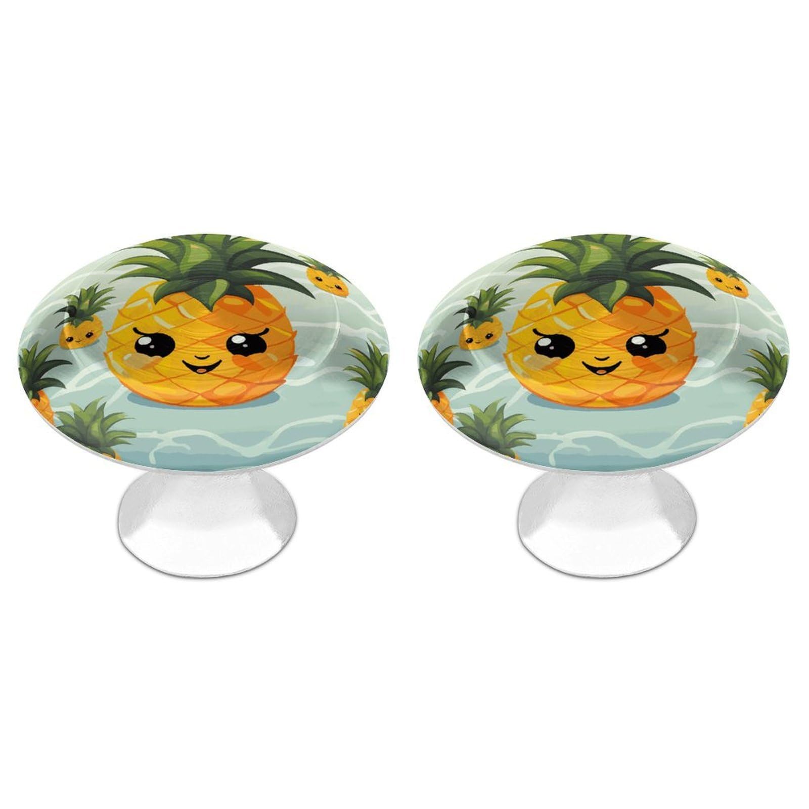 MUSM Cute Pineapple Cabinet Knobs Aluminum Alloy Drawer Handles Kitchen Drawer Pulls Round Door Knob with Screw Simple Cabinet Hardware for Dresser Furniture Bathroom 2Pack
