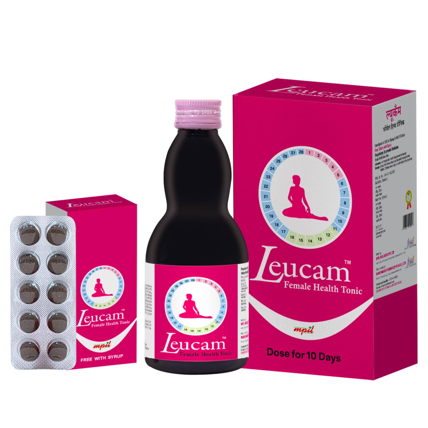 Leucam Women's Health Combipack | Helps in PCOD & UTI Relief | Ashok chhal and Lodhra for irregular periods | Hormonal Imbalance | For healthy cycle 200 ml + 40 Tab-picture-12
