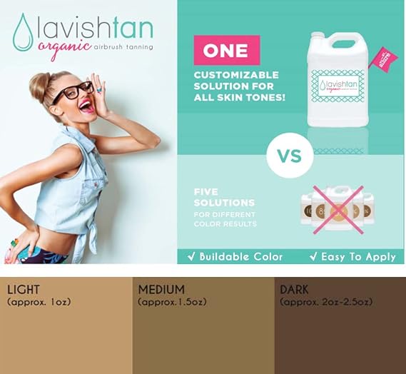Best Organic Airbrush Spray Tan Solution - (128oz)
