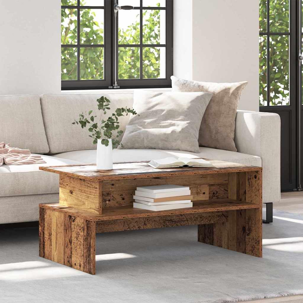 SXZenSpace Coffee Table Old Wood 90 x 55 42.5 cm Engineered Modern Rectangular Living Room with Concealed Shelf Storage for Lounge Bedroom Corridor