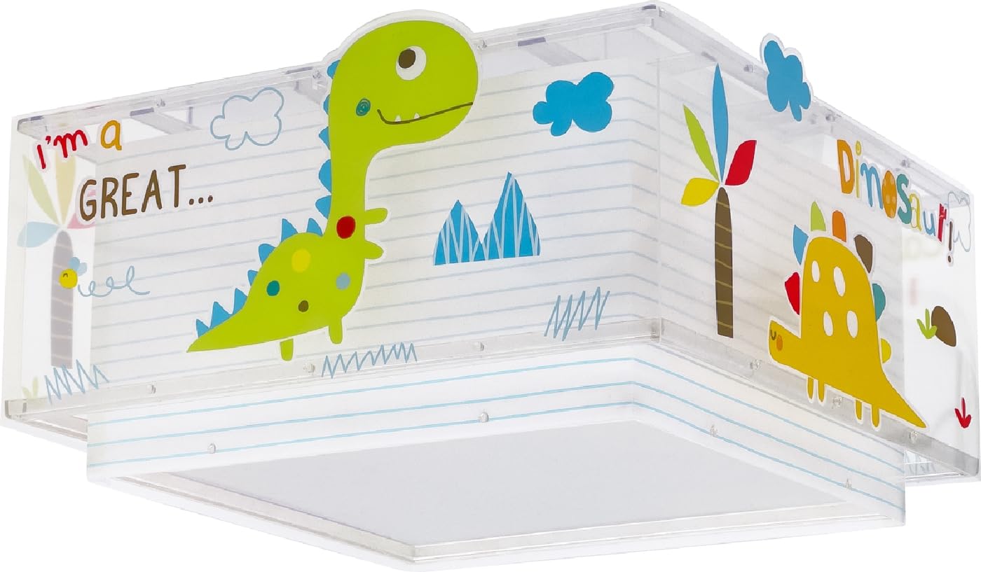 Dalber Lámpara Plafón Techo Infantil Dinos Dinosaurios 73456M E27 | E27 - 2 x 15W; habitación niños; plafones infantiles.