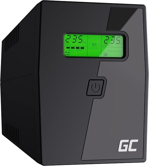 Green Cell Zasilacz Awaryjny UPS 800VA 480W Power Proof z wyświetlaczem LCD | Line-Interactive AVR | 230V | 2x Schuko