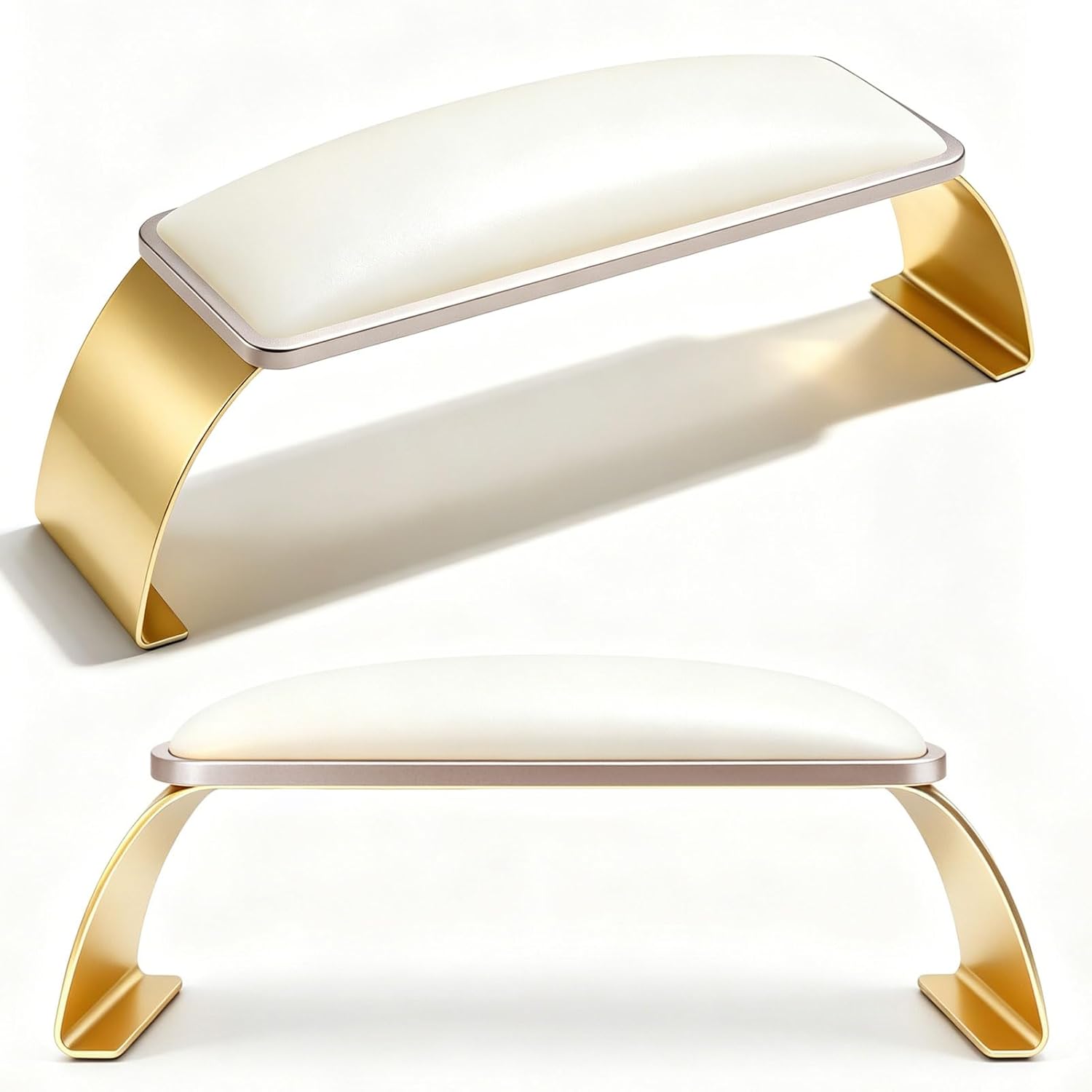 Silicone Arm Rest for Nails Tech, Super Soft Comfortable Nail Arm Rest Manicure Hand Rest for Nails Tech with Sturdy Gold Stainless Steel Holder