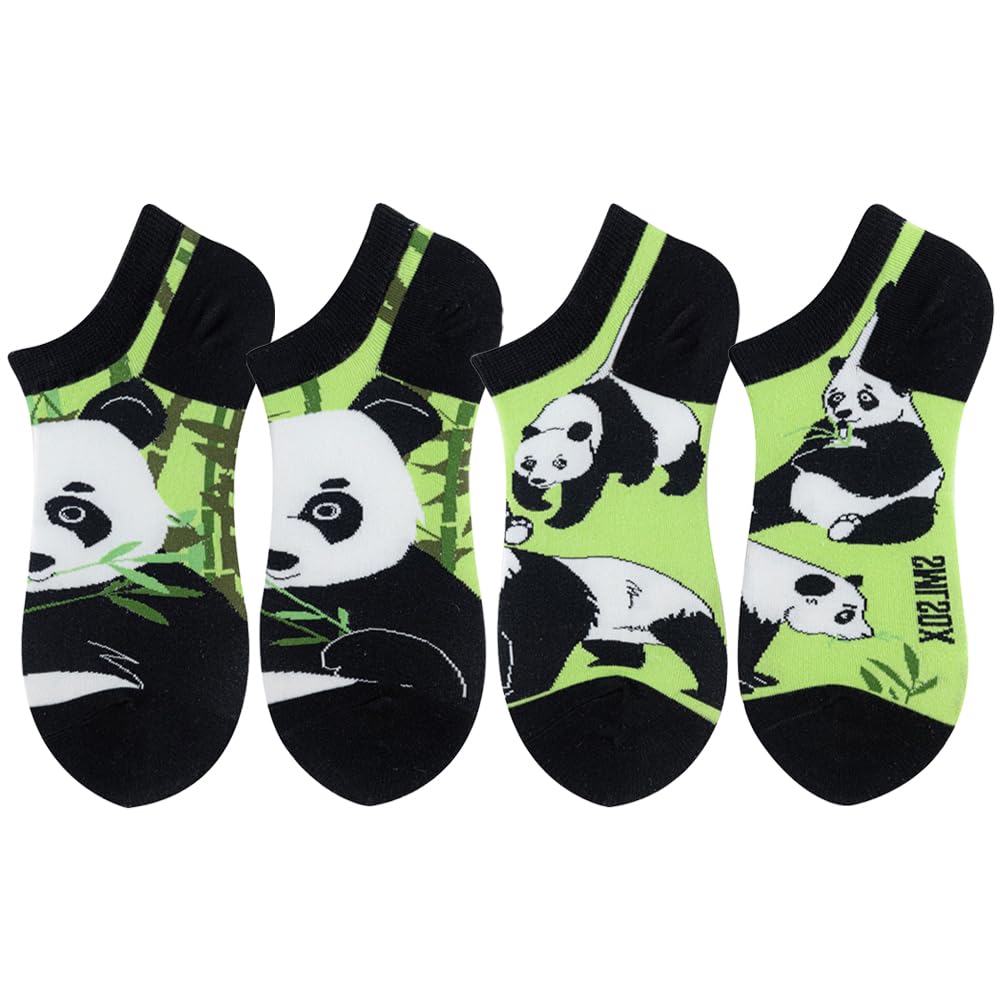 2 Pairs Funny Cartoon Animal Print Cotton Ankle Socks for Women Teens