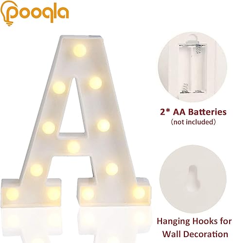 Miniatura 2 de Pooqla - Anuncio de letras del alfabeto con luces LED para decoración de bodas cumpleaños fiestas Navidad hogar bar