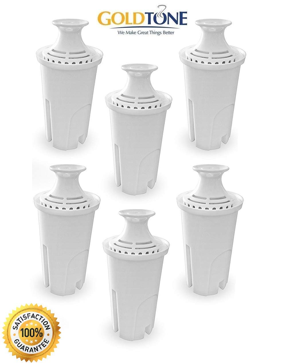6 Pack Premium Replacement Water Filters For BRITA & MAVEA Pitchers - Charcoal Filtration, Lasts 8-9 Weeks