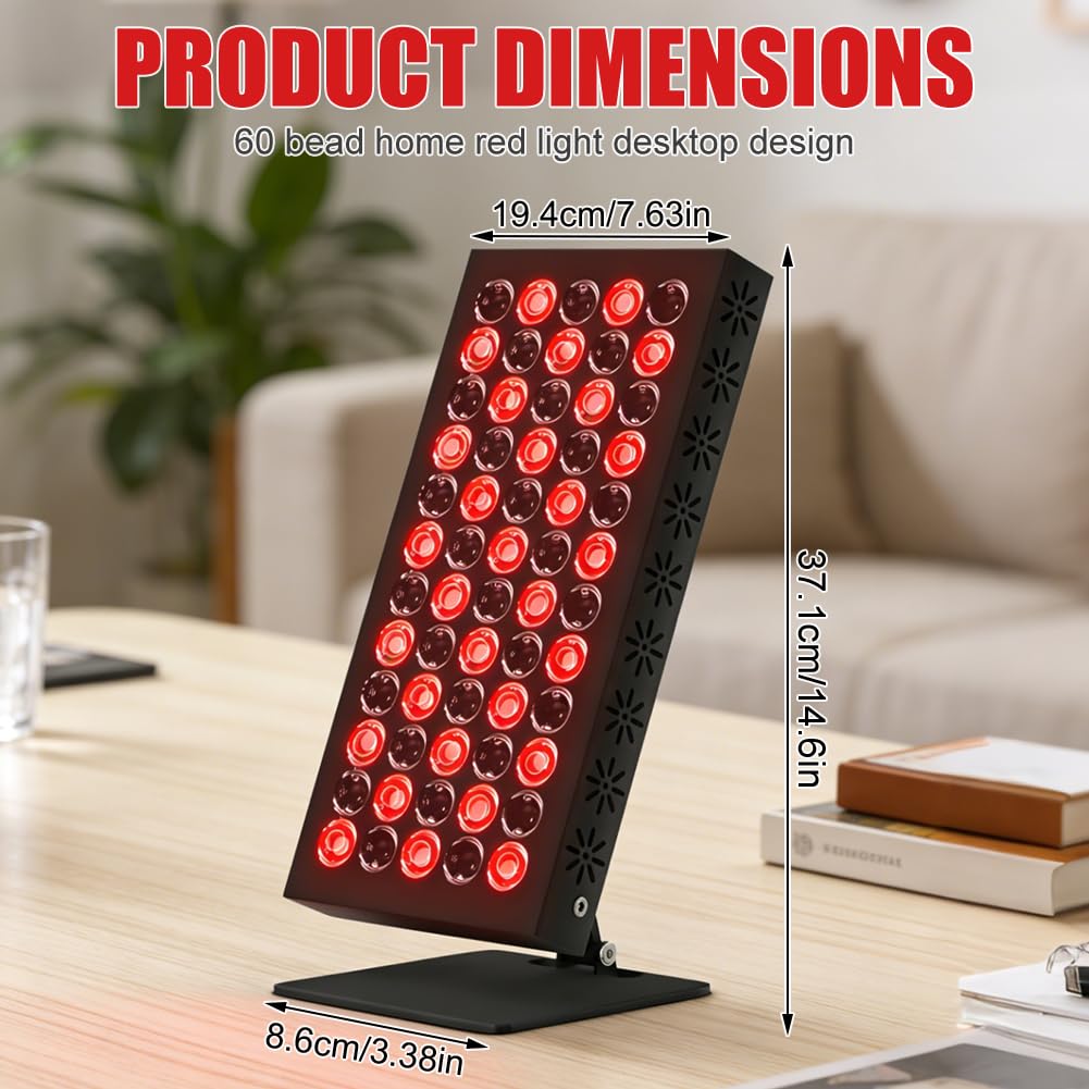 Lampa z czerwonym światłem na ciepło Lampa na twarz Rotlichtlampe Gesicht, 850nm & 660nm lampa na podczerwień z timer, 50W moc, lampa na ciepło z funkcją chłodzenia, 5 poziomów ciepła (60