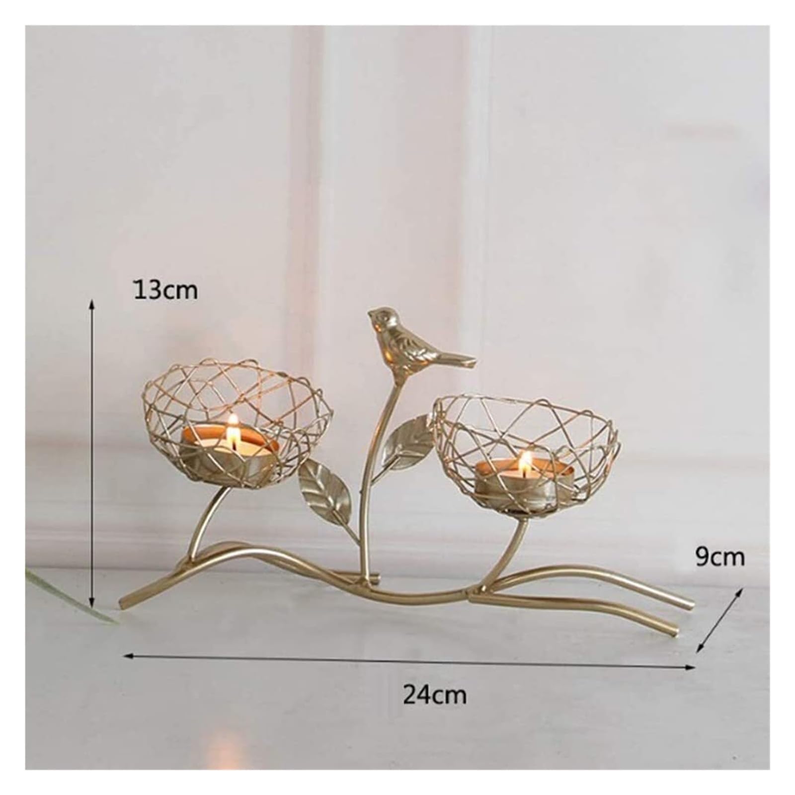 Candelabro Creativo portátil de Metal con diseño de pájaro y árbol, decoración for Fiestas navideñas, Regalo artístico, decoración del hogar for Bodas, Fiestas y Halloween.(A)