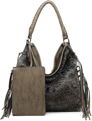 SHOMICO Fringe Detail Contrast Handbag