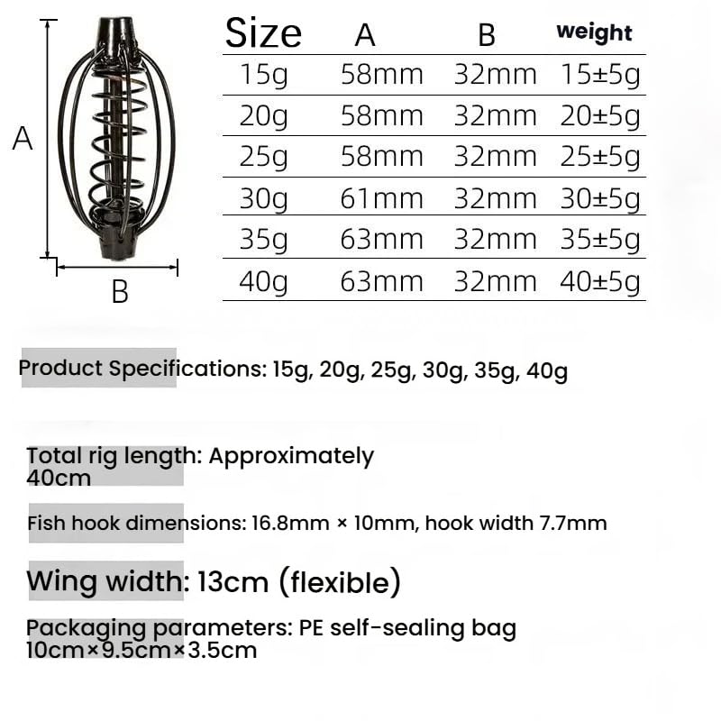 Set de 10 Alimentadores para Pesca de Carpa Método Feeder 15-40g miniatura 2