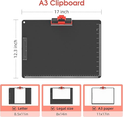 Miniatura 2 de Portapapeles de metal, tamaño A4, 12.5 x 9 pulgadas, placa de plástico de aluminio para aulas, oficinas, escuela, médicos, enfermeras, entrenadores,