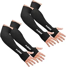Kuba UV Protection Arm Sleeves with Thumb Holes, Nylon Sun Protection Hand Cover for Running and Cycling, Unisex for, Sports,Biking,Cycling,Dust & Pollution Protection (Black) 2 Pair