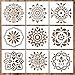 Produktbild Whaline 9 Stück Mandala Schablonen Set Mandala Dotting Tools Schablonen Werkzeug für Malerei, Holz, Wand, Möbel, Bodenfliesen, Glasgewebe, wiederverwendbare Airbrush Vorlage (Verschiedene Muster)