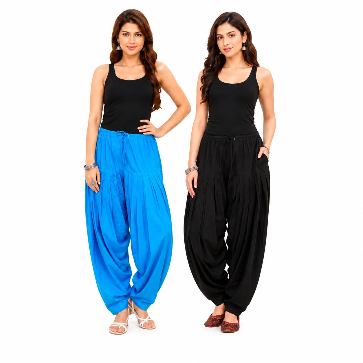 Women's Patiala Salwar Pants Combo, Ethnic Punjabi Dhoti Style, Elastic Waist, Loose Fit, Casual Bottom-image-10