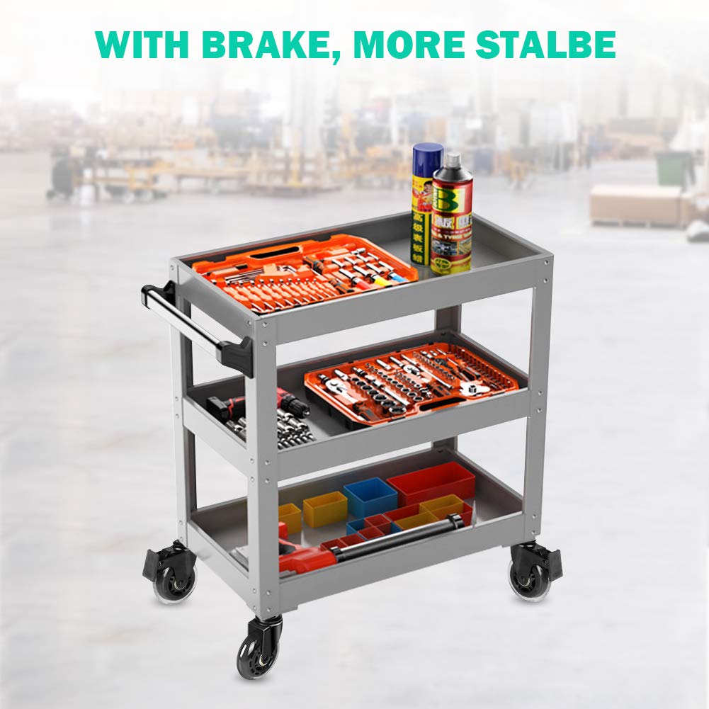 Hirate 3" Caster with 5/16"-18UNC Threaded Stem(2 Casters with Brake Lock), 4 Pack Swivel Stem Casters with Screw Inserts for Carts Furniture Trolley DIY Stands