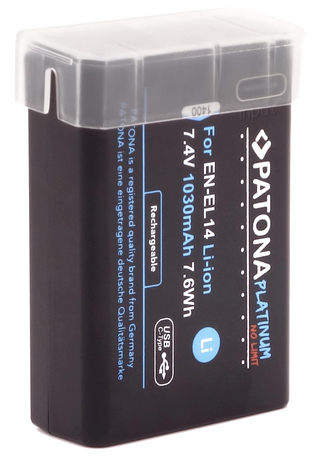 PATONA Platinum EN-EL14 EN-EL14a - Batería USB (1030 mAh, entrada USB-C directa, 1400)