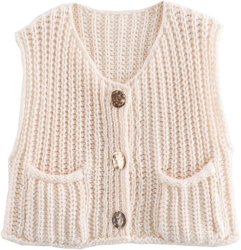 CHARTOU Women Chunky Knit Vest Button Down Sleeveless Sweater Tank Tops Going Out Outfits