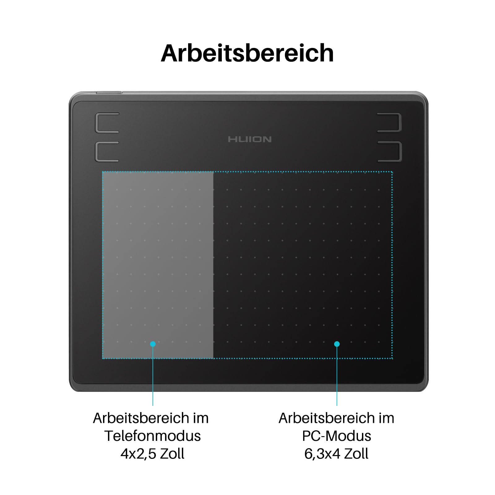 HUION HS64 Grafiktablett, 4 Express-Tasten, 8192 Druckempfindlicher Stift, 6,3 x 4 Zoll Zeichentablett für Win, Mac, Android, Ideal für Digitale Kunst, Malerei und Design