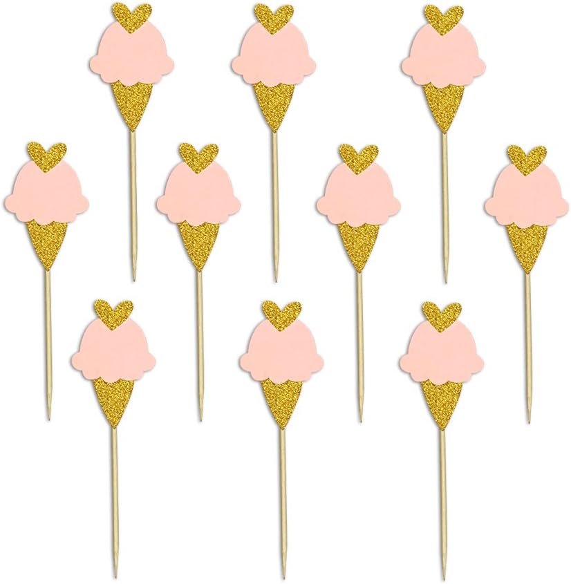 Summer Cool Ice Cream Cake Cupcake Toppers Picks for Wedding Birthday Baby Shower Kids' Party Summer Themed Party Decorations 20 PCS