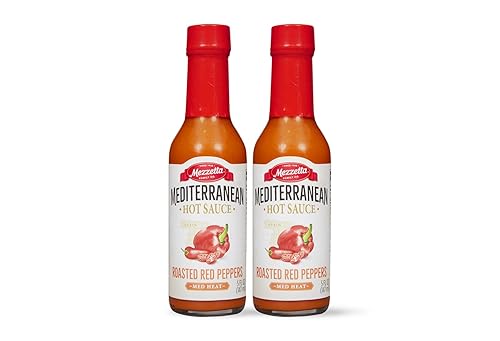 Mezzetta Salsa de pimiento rojo asado, salsa picante mediterránea para pizza, pasta, tacos, alitas de pollo, sin OMG, sin gluten, calor medio, 5
