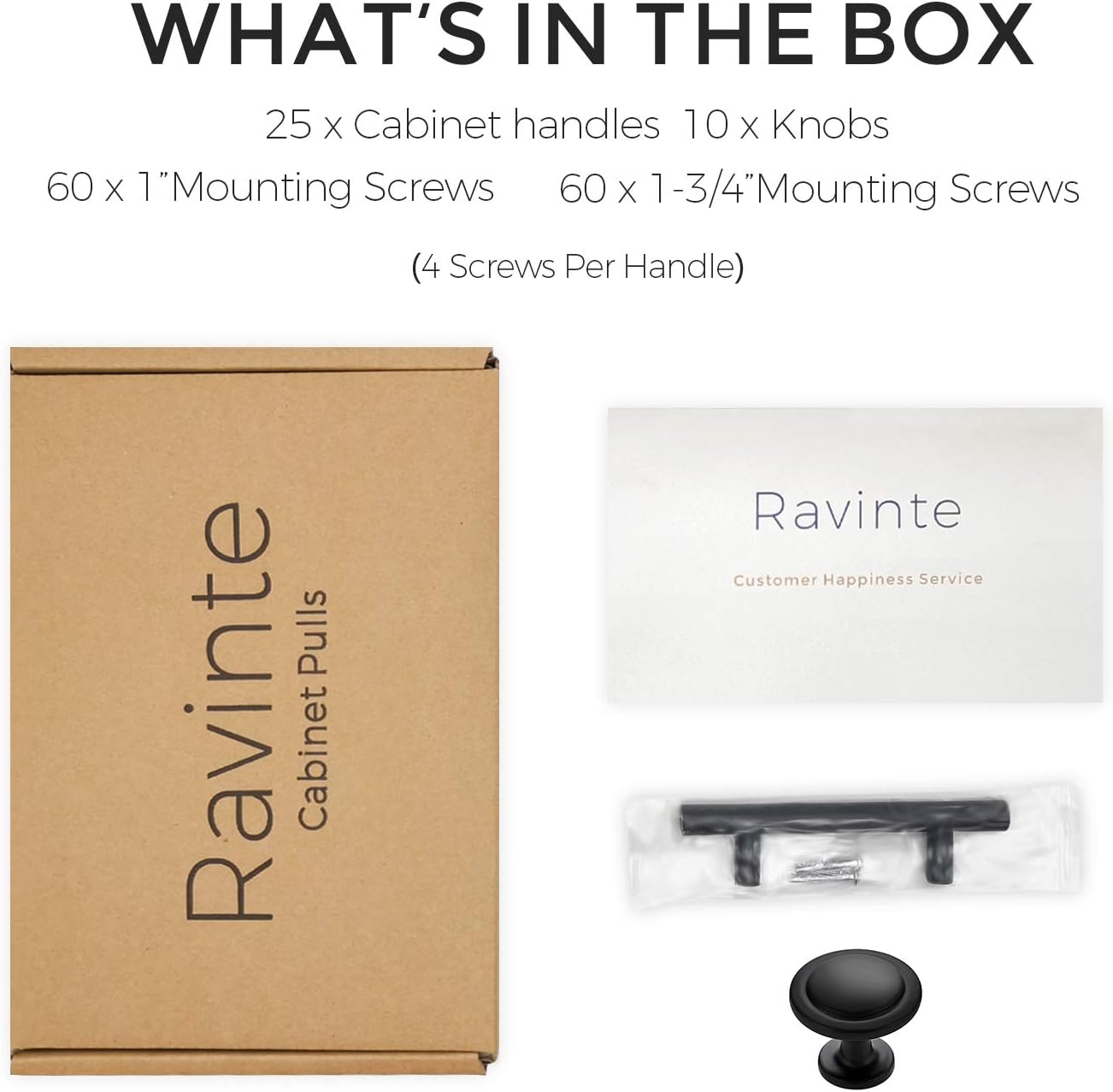 Ravinte 25 Pcs 6" Handles+10Pcs Round Knobs Kitchen Cabinet Handles Matte Black Cabinet Pulls Black Drawer Pulls Kitchen Cabinet Hardware Kitchen Handles for Cabinets Cupboard Handles Drawer Handles