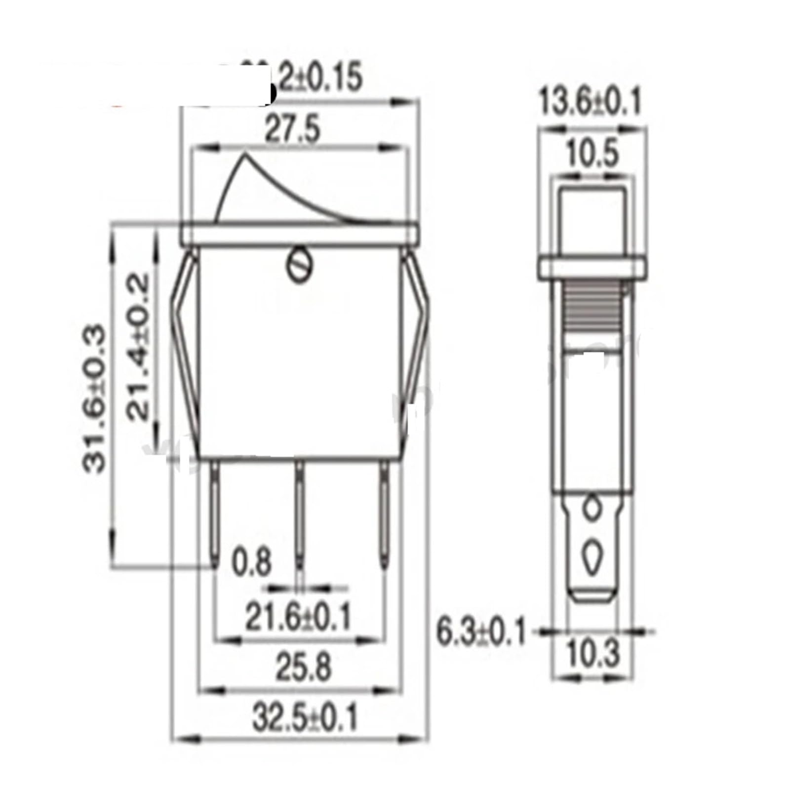4 przyciski i światła przełącznika kołyskowego KCD3-101 220 V/12 V (4 szt. czerwony, 12 V)