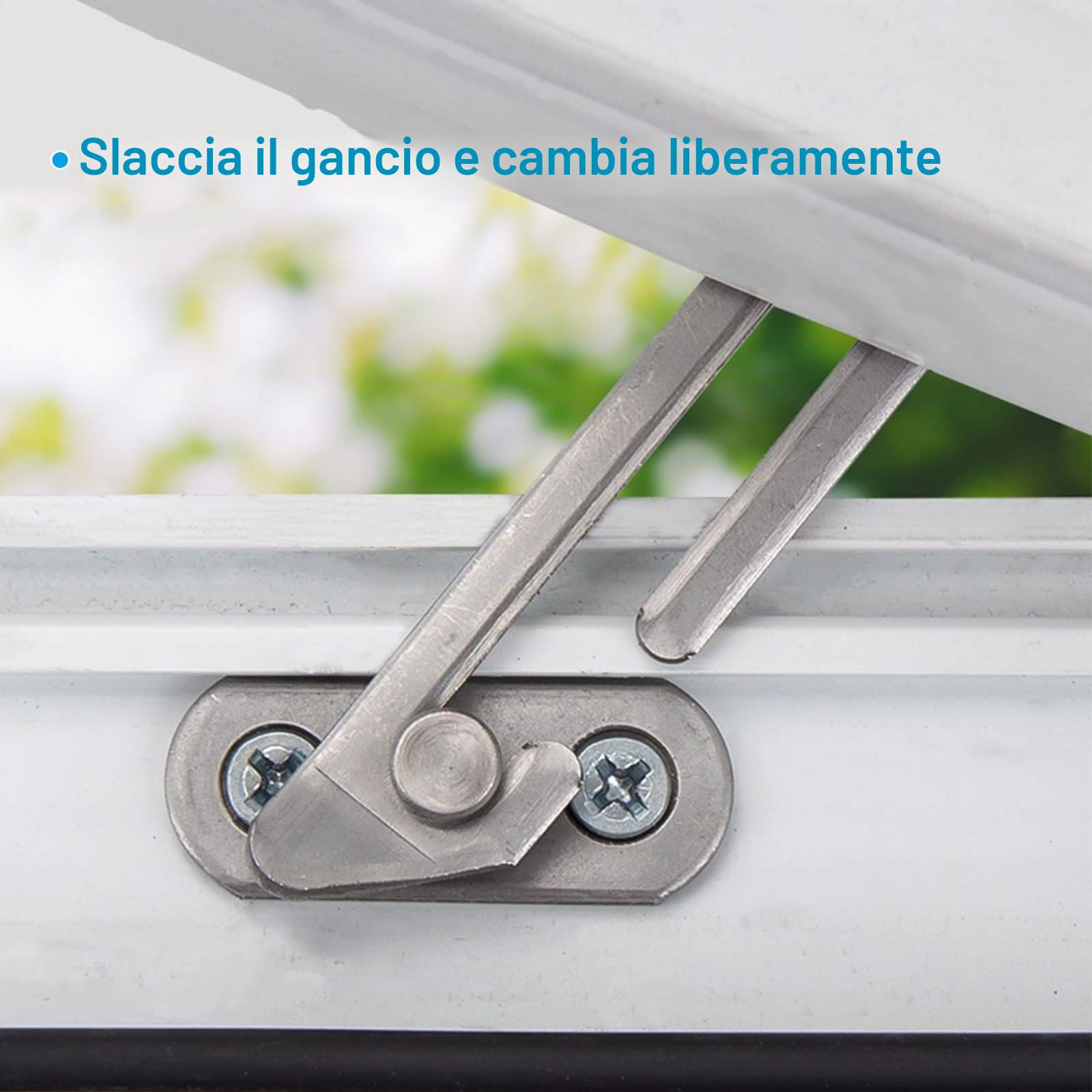 TSHAOUN 2 Pezzi Limitatore di Porta Finestra Gancio antivento per porte e finestre, Blocco di Sicurezza per Bambini in Acciaio Inossidabile, Limitatore di finestra, per Finestra Sinistra Destra