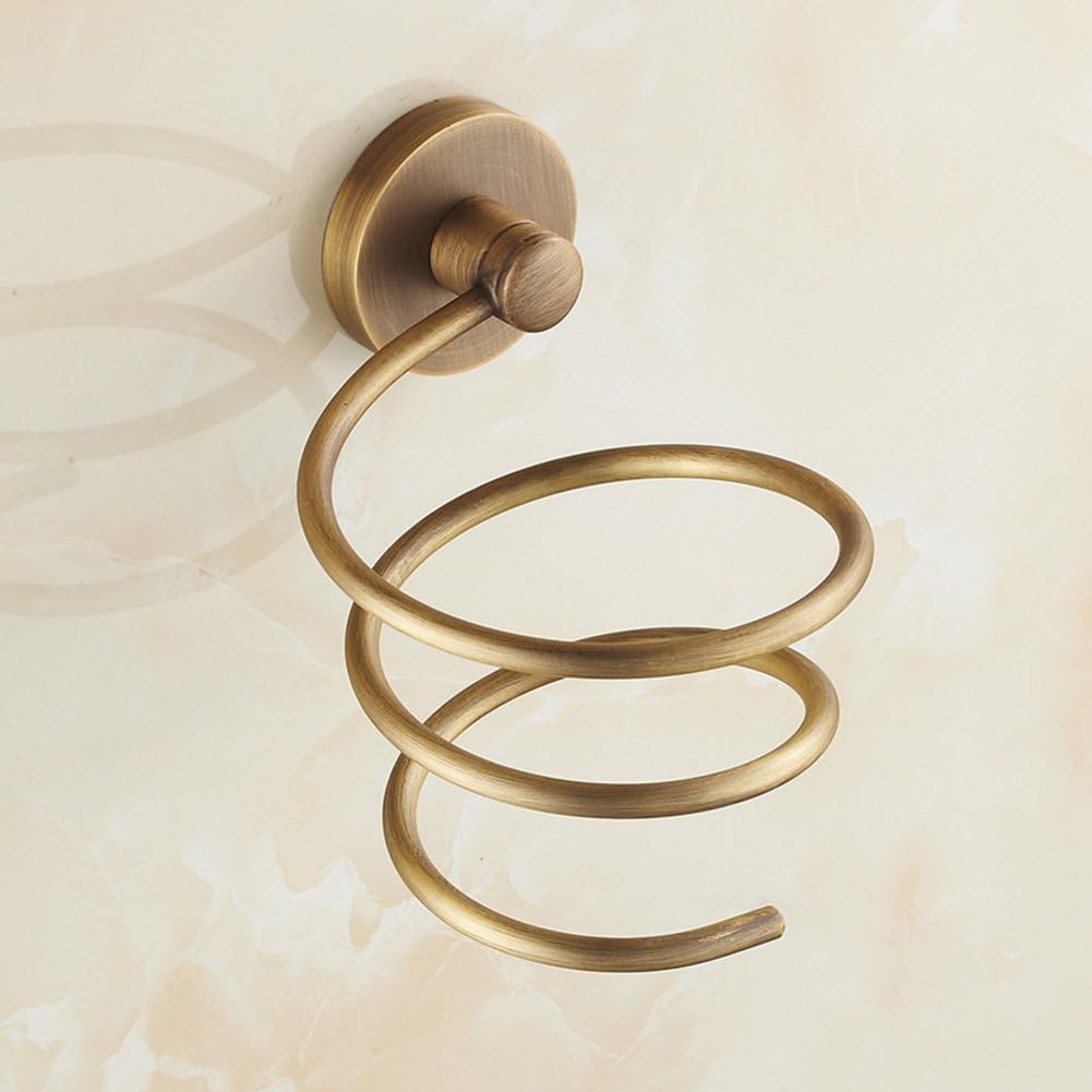 Hair Dryer Holder,Hair Dryer Shelf,Hair Blow Dryer Holder, Copper Hair Dryer Rack Antique Wind Tube Blower Bracket Toilet Bathroom Storage Rack Storage Shelf -B