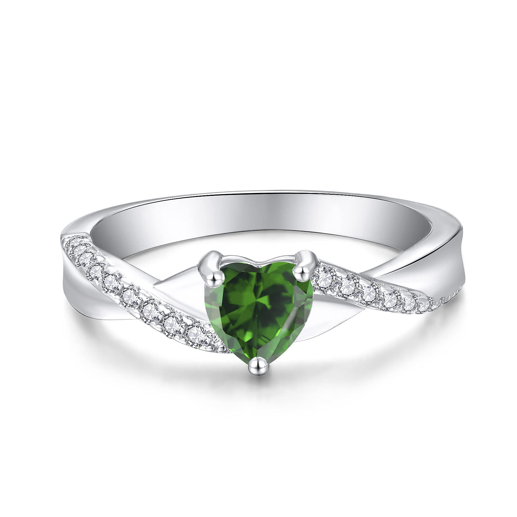 YL Anello di Fidanzamento Cuore Argento 925 con 12 Pietra Portafortuna Zirconia Cubica Anello Solitario Infinito anello Nuziale per Donna Sposa