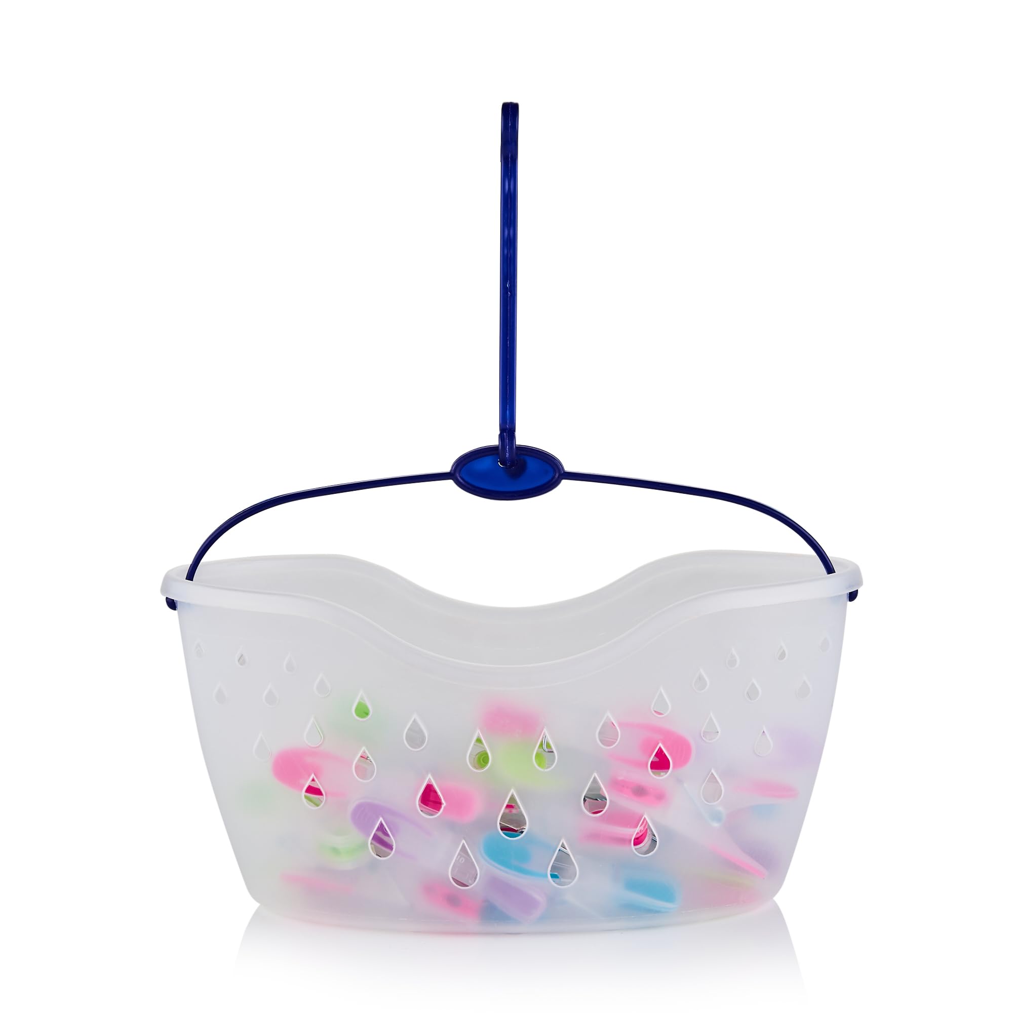 Minky Assorted Peg Basket With 24 Brite Pegs, Durable Plastic Bag With Water Draining Holes, Strong Hook, Colours