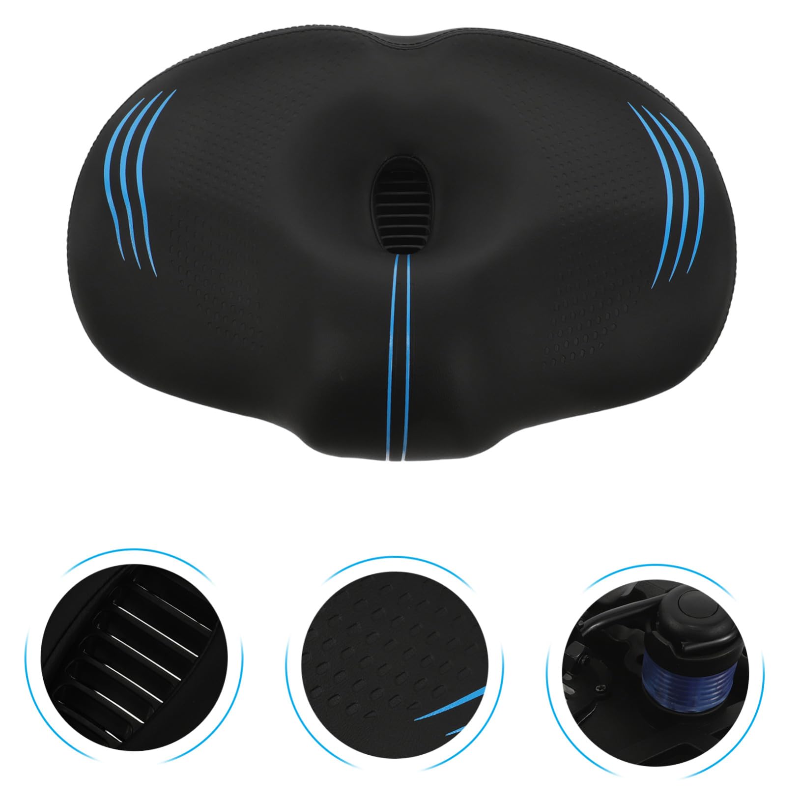 SHINEOFI Sella Bici senza Naso Extra Larga Imbottita per Uomo e Donna | Seduta Ergonomica Ventilazione Cava, Base Allargata, Plastica Pu e Metallo, per Bici da Città e Fuoristrada