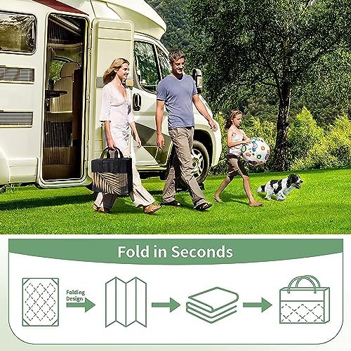 GENIMO Outdoor Rug Waterproof for Patios Clearance, Reversible Outdoor Plastic Straw Camping Rug Carpet, Large Area Rugs Mats for RV, Camper, Deck, Balcony, Porch, Backyard, Beach, Picnic. Leaf - 5