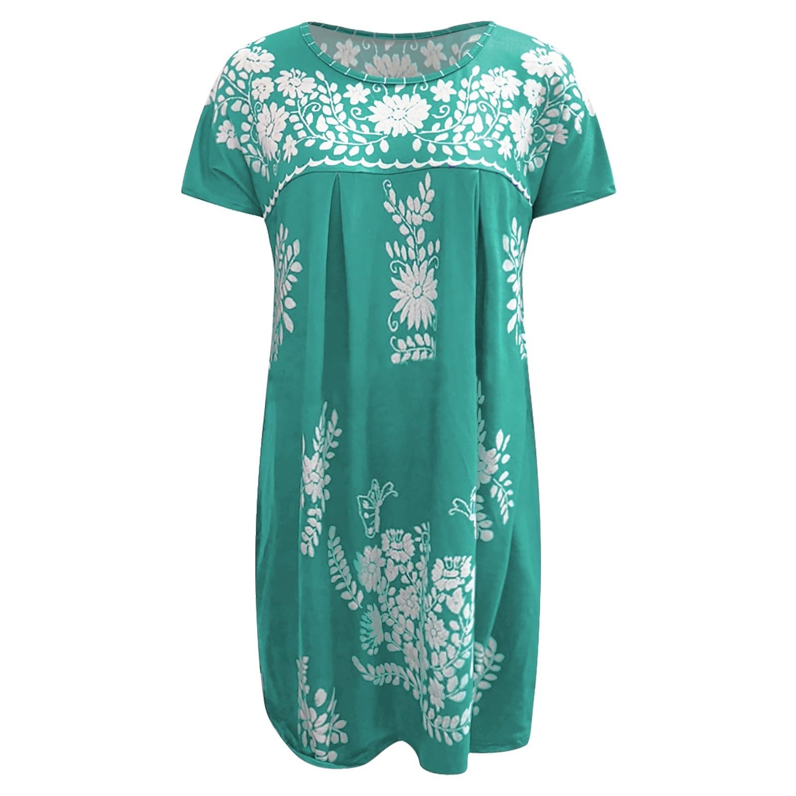 Vestido Midi Estilo Bohemio con Dobladillo Oscilante for Mujer, Étnico, for Verano, Vacaciones En La Playa, Vestidos Tipo Túnica Cuello Redondo