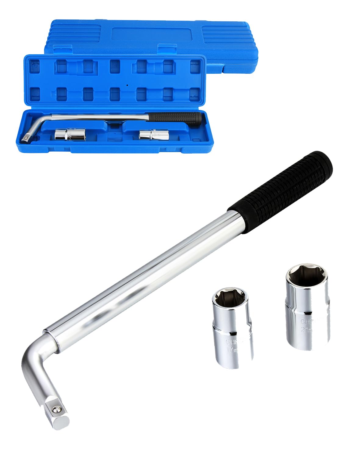 Soporte de rueda extensible telescópico con vasos dobles para aflojar tuercas de coche y camión