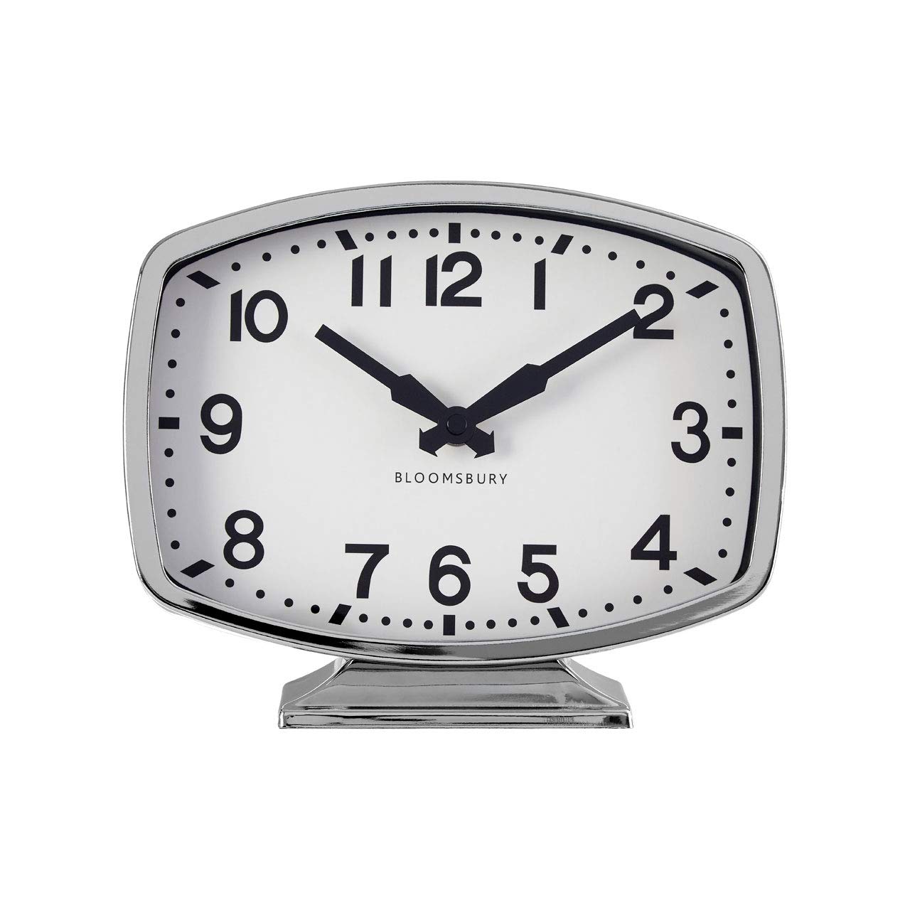 Premier Baillie Table Clock, White Face, Chrome Finish
