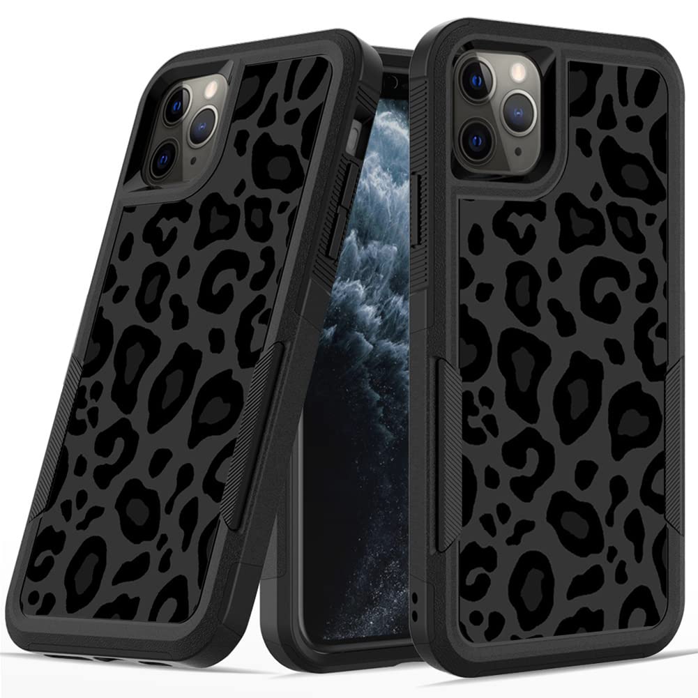 KUMTZODesigned for iPhone 11 Pro Max Black Leopard Case, Heavy Duty Protection Shockproof Dropproof Case, Cute Black Leopard Cheetah Cover for Women Girls iPhone 11 Pro Max 6.5 inch