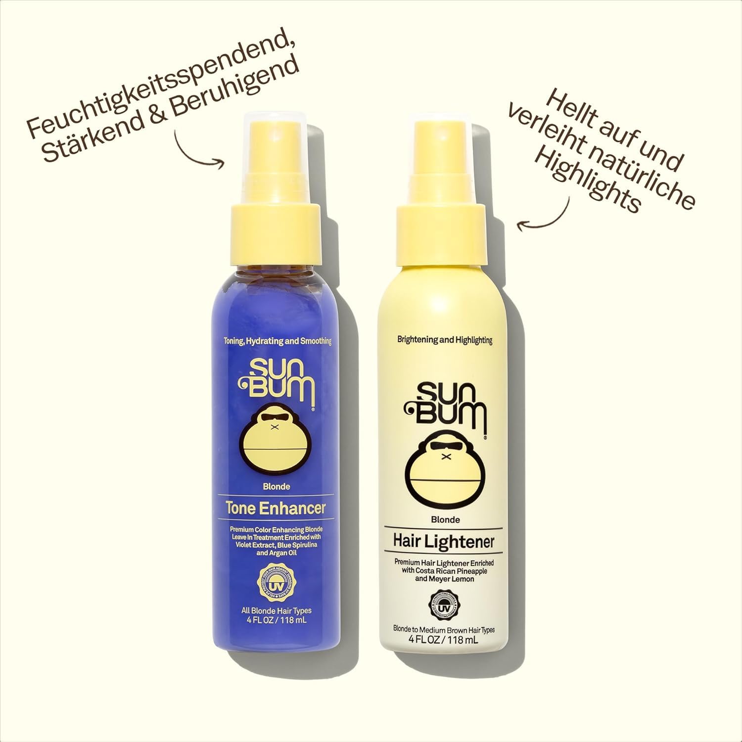 Sun Bum Blonde Tone Enhancer – Neutralisiert Gelbstich und verstärkt Farbe und Glanz von blondem Haar – Schützender Toner gegen UV-Strahlen – Ohne Parabene und ohne Tierversuche – 118 ml