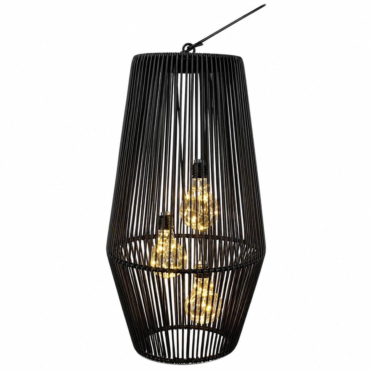 Formano Solarlaterne Außen Rattan-Look 45 Cm – Mit 3 LED-Birnen, Dämmerungssensor & IP44 – Dekorative Solarleuchte