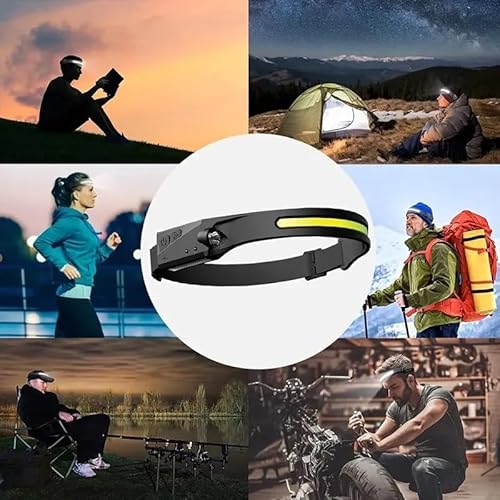 Lanterna de Cabeça Led Recarregável Kit com 3 USB Led Fita Potente Forte com COB e Sensor de Movimen