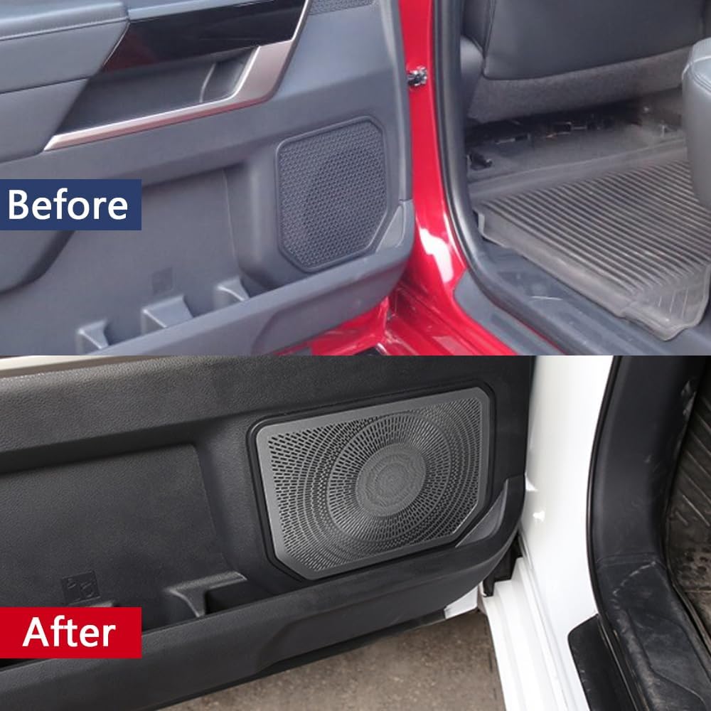 Car Accessories Inner Car Door Panel Audio Cover Trim Compatible with Toyota Tundra 2025 2024 2023 2022 (Black Titanium) 4PCS Stainless Steel