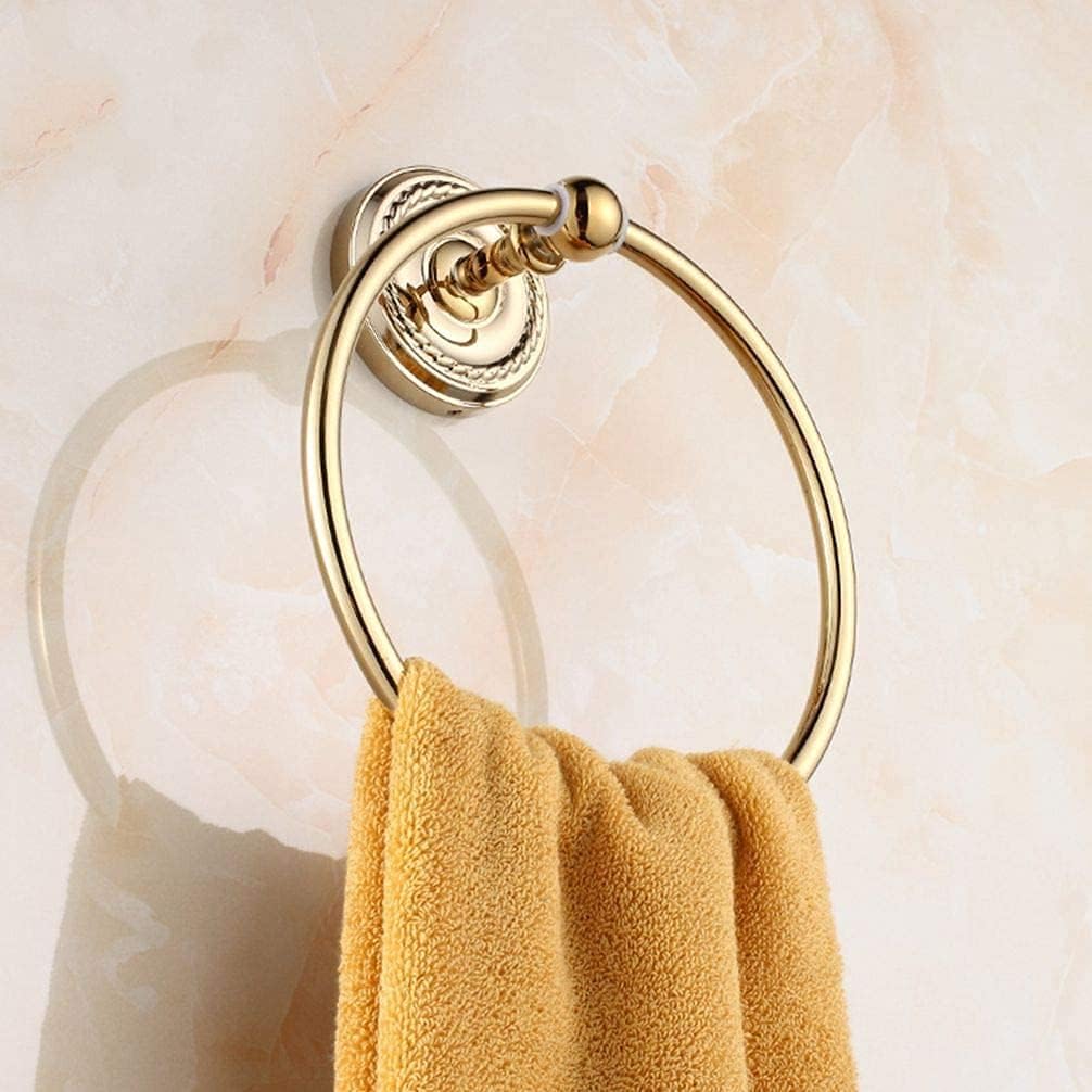 Hand Towel Holder Full Towel Ring Towel Rack Antique Gold-Plated Copper Towel Ring Hanging Ring European Sanitary Towel Racks (Color : Gold)