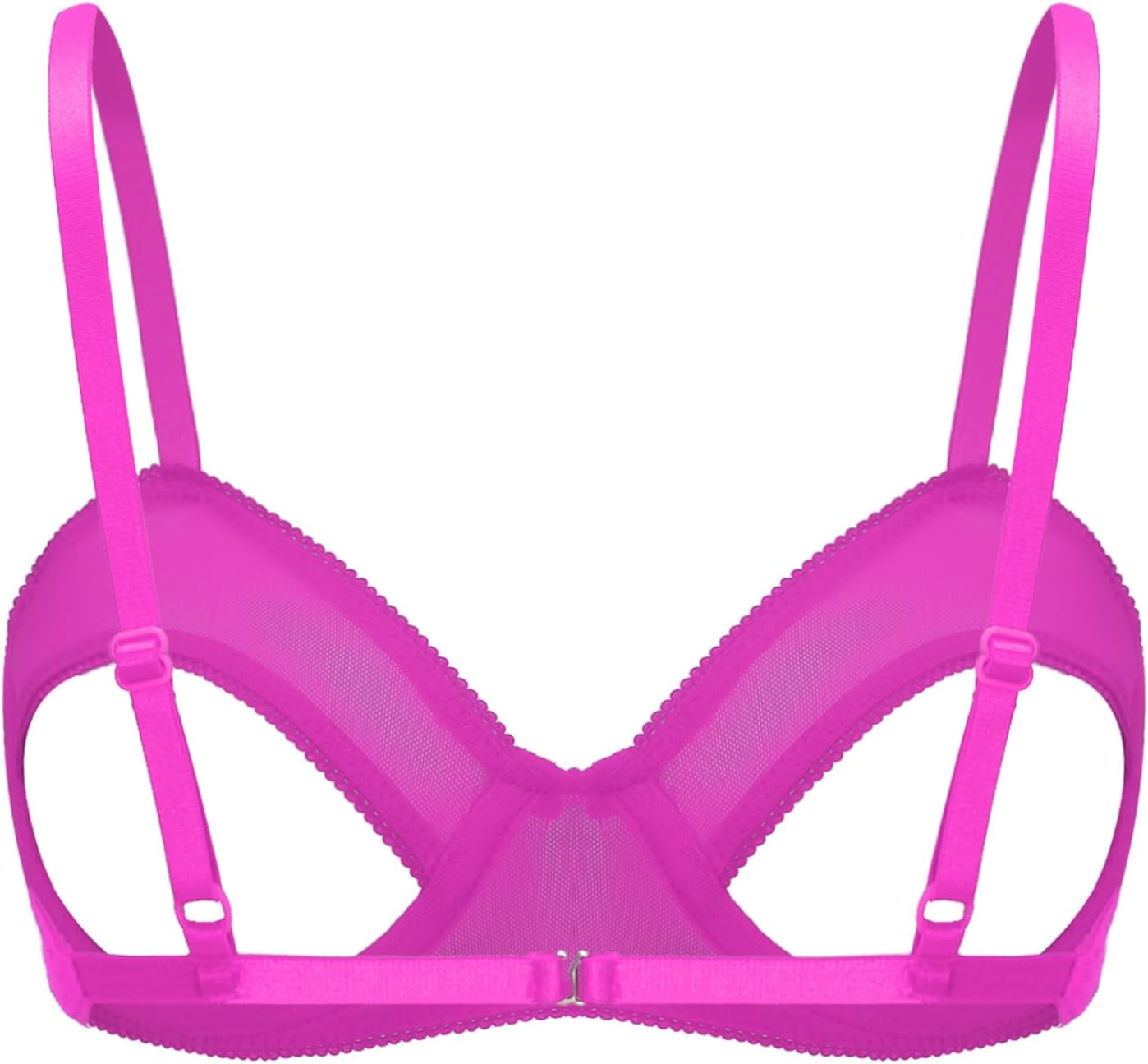 Linjinx Womens Sheer Mesh Lingerie Hollow Out Open Nipples Underwire Cage Bra Naughty Bralette